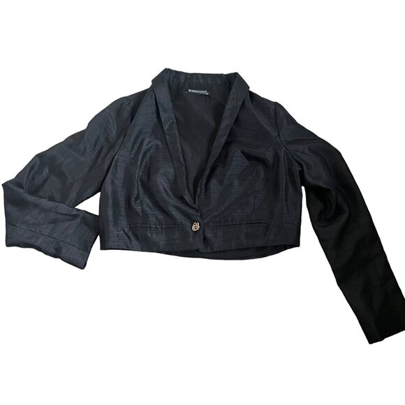 Borris Powell Women's Cropped Blazer Jacket Size S Black Elegant Single Button C - Picture 1 of 8